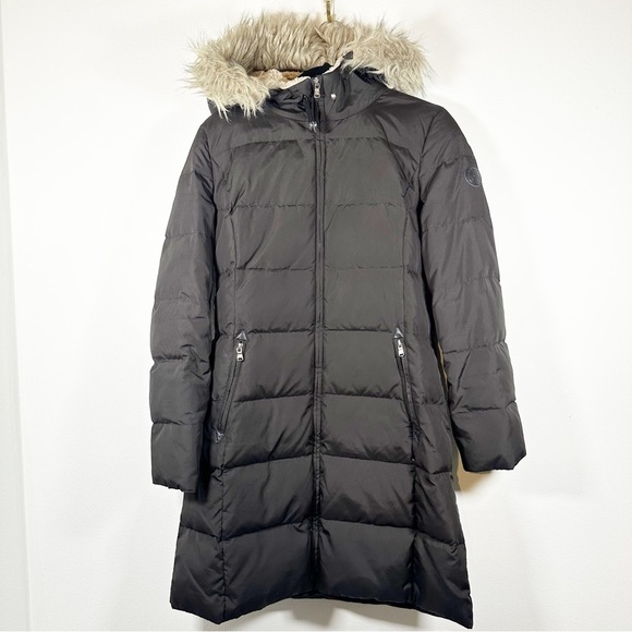 Lauren Ralph Lauren Black Down Puffer Parka Hooded Small ** flaw please read - Picture 1 of 12